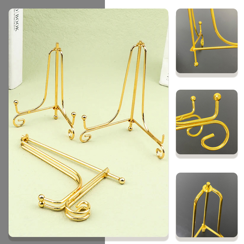 

3- Metal Easels For Display, Decorative , Plate, Picture Frame Holder For Home Decor And Art Showcases