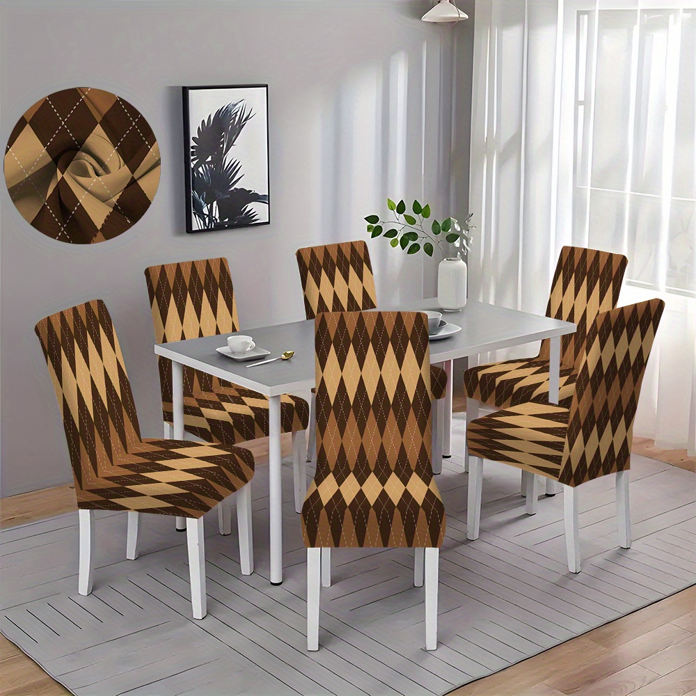 

2/4/6pcs Geometric Print Chair Covers Restaurant Living Room Kitchen Dining Chair Covers Removable And Washable Chair Protection Covers Anti-stain And Wear-resistant Chair Covers Party Home Decoration