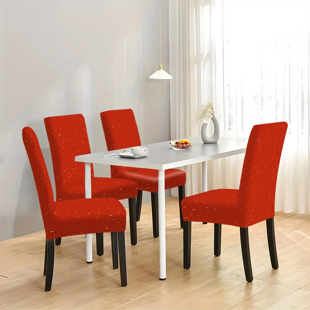 

2/4/6pcs Contemporary Stretch Dining Chair Covers, Red Furniture Protector Slipcovers, Home Living Room Decor, Non-slip Removable Washable For Kitchen Chairs & More