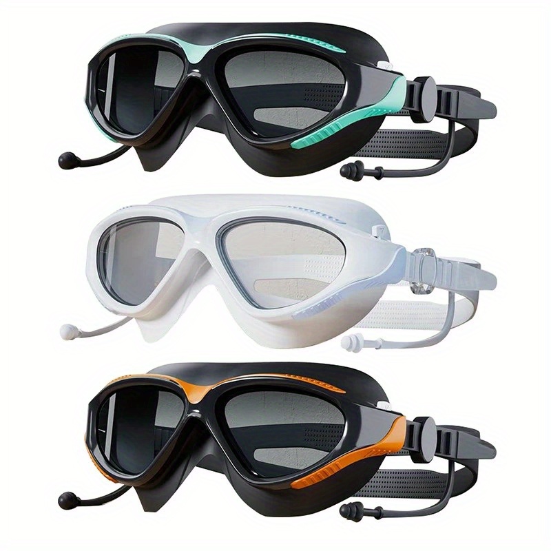 

Adult Swimming Goggles Optical Swim Glasses With Earplugs Hd Anti-fog Swim Eyewear Large Frame Waterproof Swimming Goggle