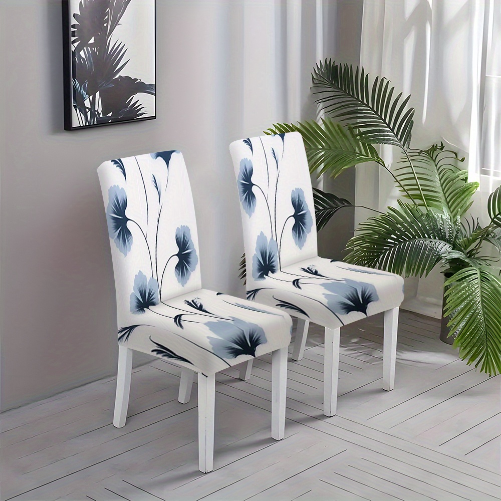 

Contemporary Floral Slipcover For Dining Chairs - Elastic-band Closure, Machine Washable, Polyester Chair Covers - 2/4/6 Pack Furniture Protector For Dining Room And Living Room