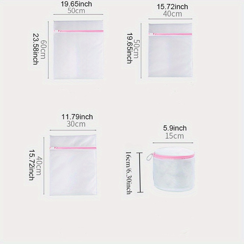 4 pack knit mesh laundry bags with zipper closure   rectangle apparel wash bags for delicate clothing bra and underwear care details 0