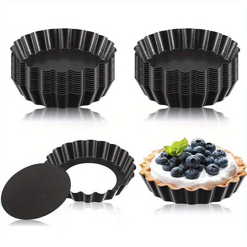 

10cm Black Molds With Removable Bottoms - Baking Mini Tarts, Cakes, And Pies - Suitable For Microwave, Oven, And Refrigerator - Ideal For Birthday Parties And