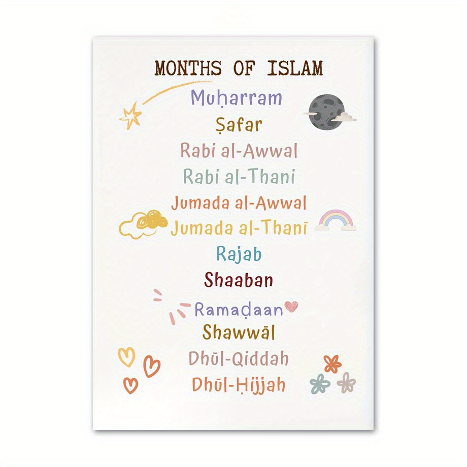 Months Islam Educational Charts Islam Muslim Arabic - Temu