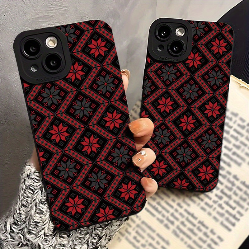 

Bo0333 Red Symmetrical Pattern - Black Angel Eye Frosted Tpu Painting - None