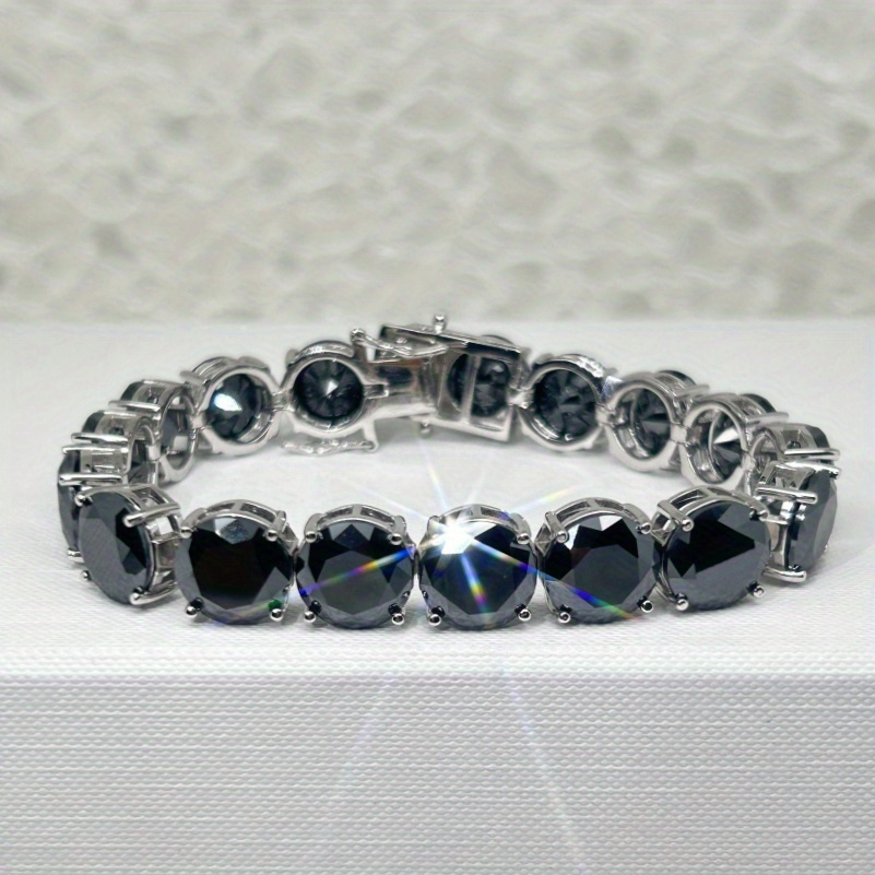 luxurious 5 carat black moissanite bracelet  925 sterling silvery perfect anniversary gift for her details 1