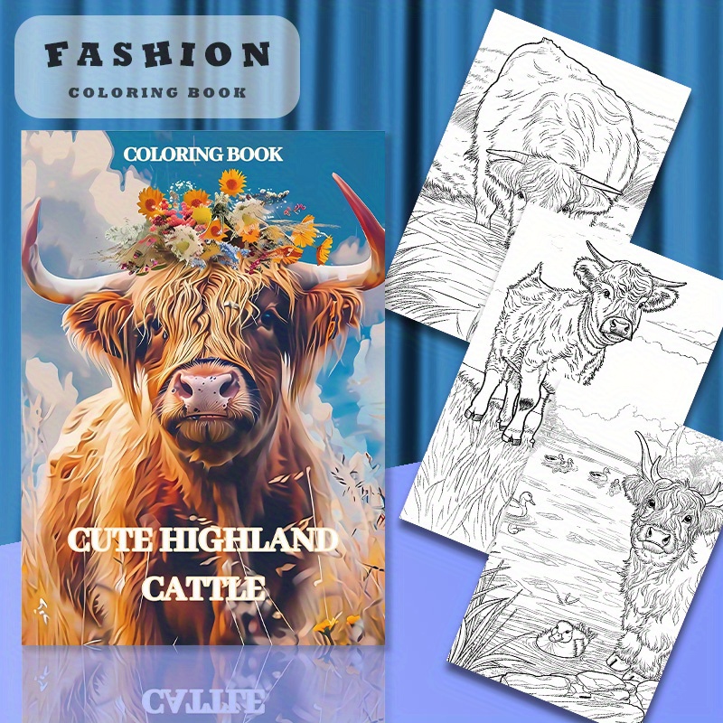 

Deluxe Highland Cow Coloring Book For Adults - 22 Thick Pages, Perfect Gift For Birthdays & Holidays