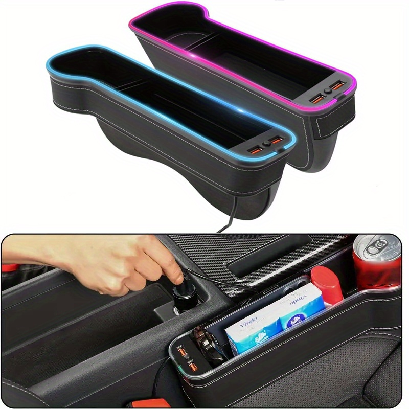 

1pc Multifunctional Small Cup Holder Organizer, Car Seat Gap Filler Storage Box Shelf With 2 Usb Charging