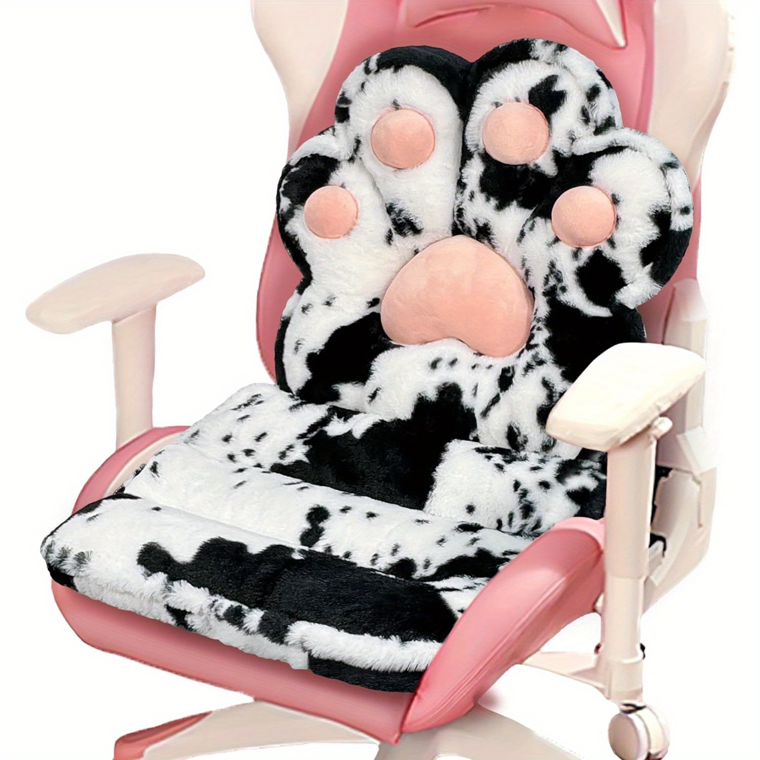 TEMU L-shape Cat Paw Cushion - Velour Plush Chair Pillow With Rabbit Fur, Cute Kawaii Gaming & Office Seat Cushion For Gamer Girls, Comfy Floor Seat For Room Decor, 100% Polyester, Only