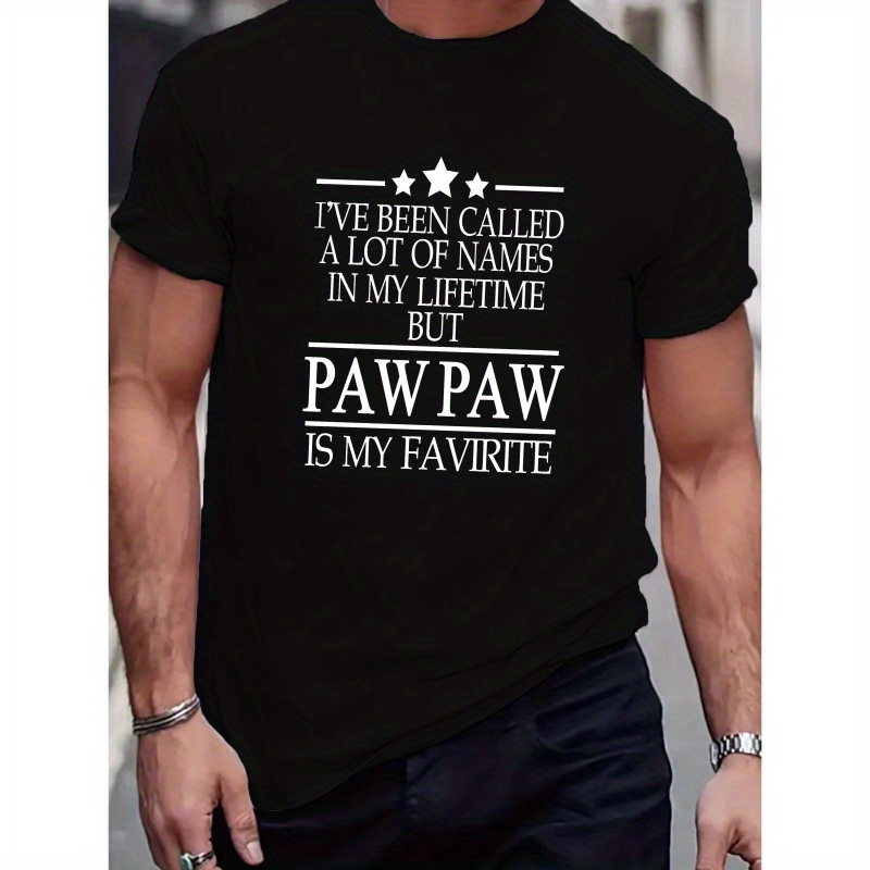 

Paw Paw Stylish Print Summer & Spring Tee For Men, Casual Short Sleeve Fashion Style T-shirt, Sporty New Arrival Novelty Top For Leisure