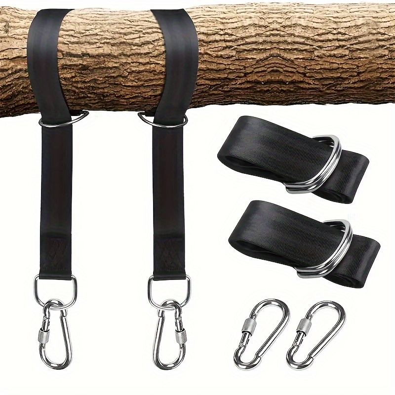 

1/2pcs, Durable Hanging Belt, Hammock Swing Hanging Belt And Steel Alloy Hooks, Outdoor Camping Hiking Tools