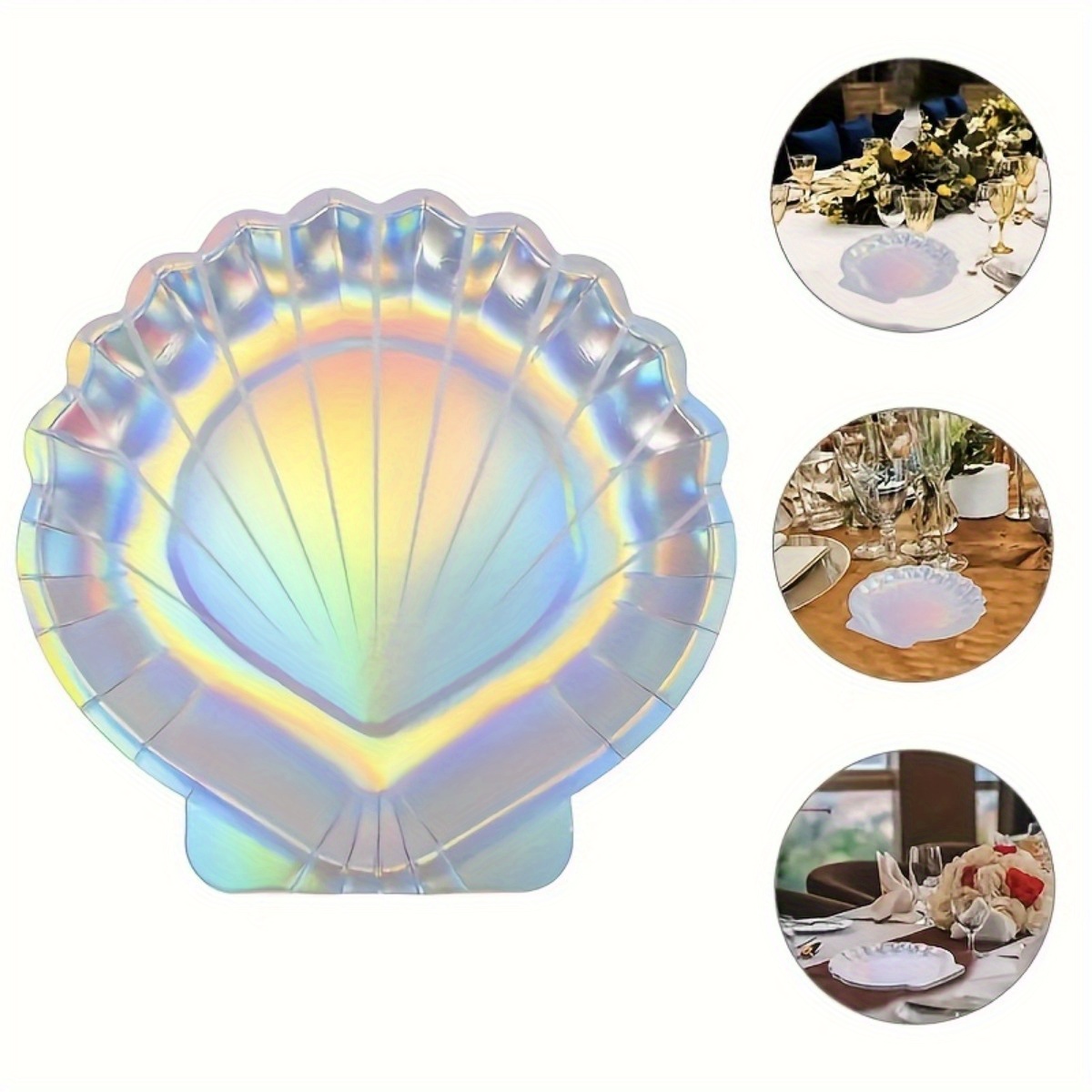 

40pcs Elegant Shell-shaped Disposable Plates - Perfect For Mermaid, Wedding & Birthday Parties - Luxurious Tableware Decorations