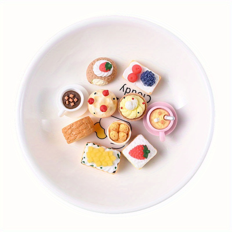 

10 Pcs Miniature Cartoon Simulation Food Pendants - Handmade Resin Charms For Accessories