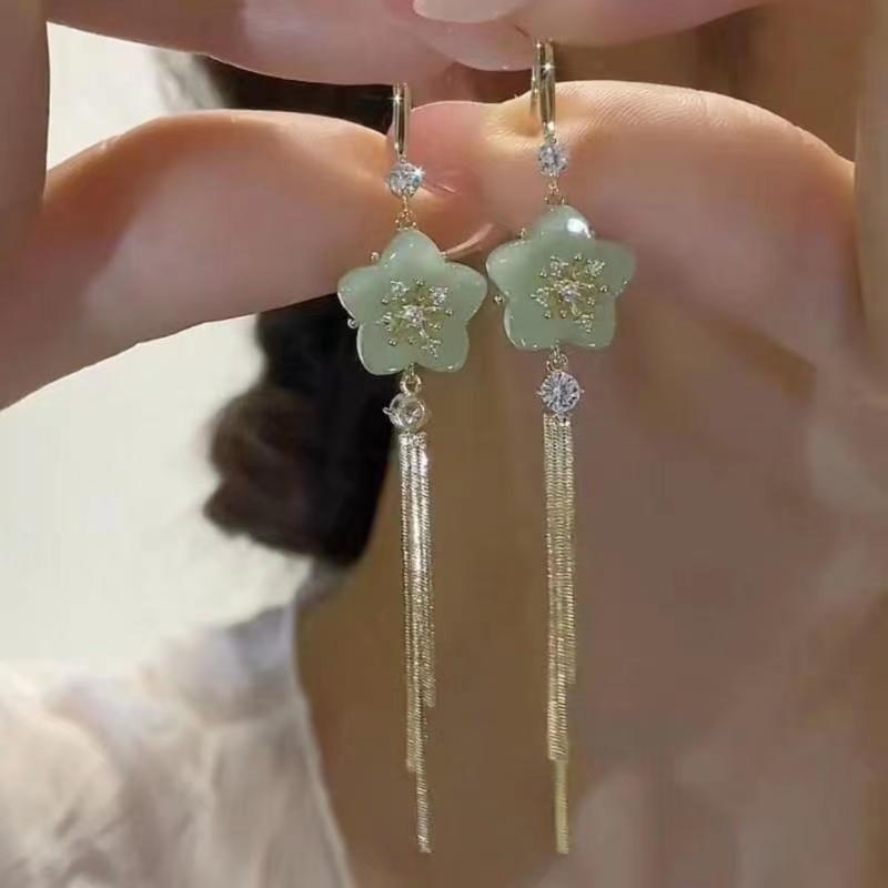 TEMU Dangle Earrings Featuring With Chain Tassels, Perfect For A Stylish Holiday Look