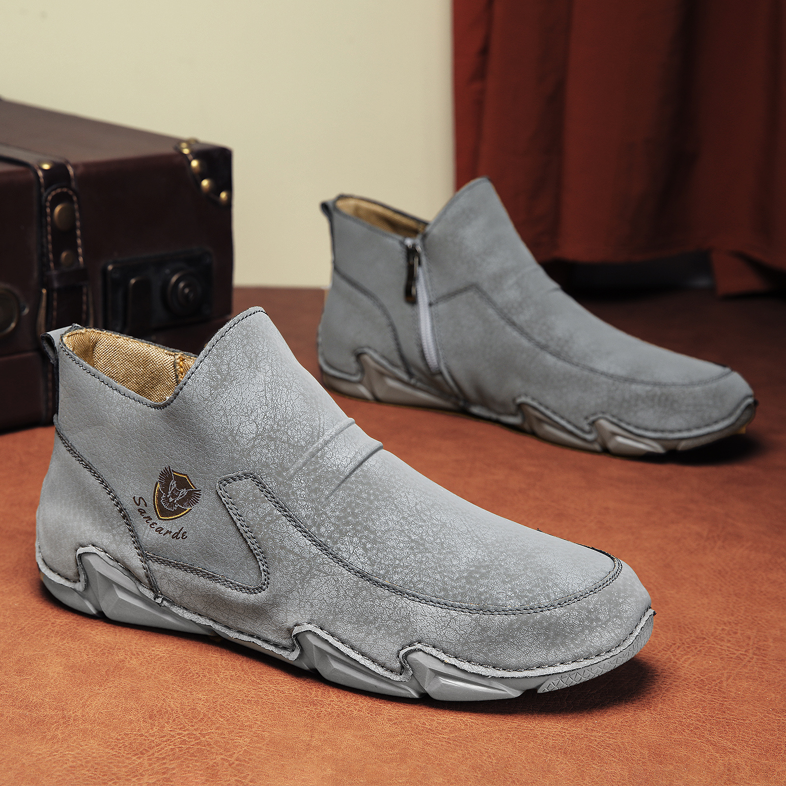 

Chaussures basses décontractées confortables et durables pour hommes avec fermeture éclair latérale, baskets durables pour les activités décontractées de et en automne.