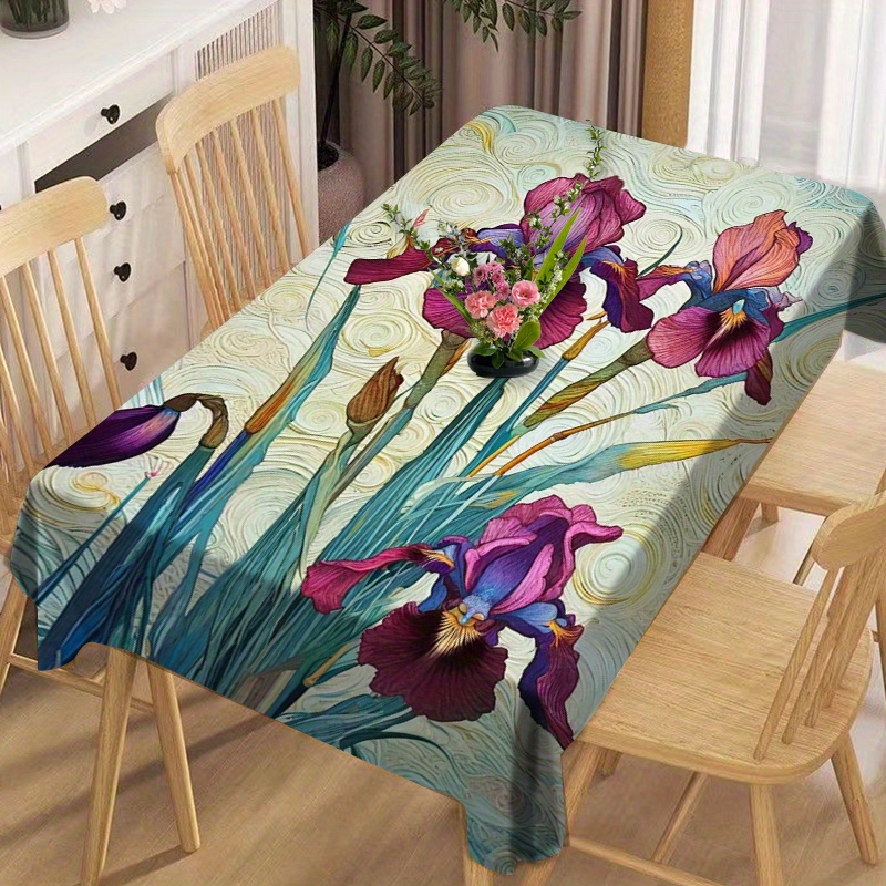 

Waterproof Oil-proof Polyester Tablecloth With Vibrant Print, Square Machine-woven Polyester Table Cover For Dining, Patio, Picnic, Home Kitchen, And Living Room Decor - 1pc