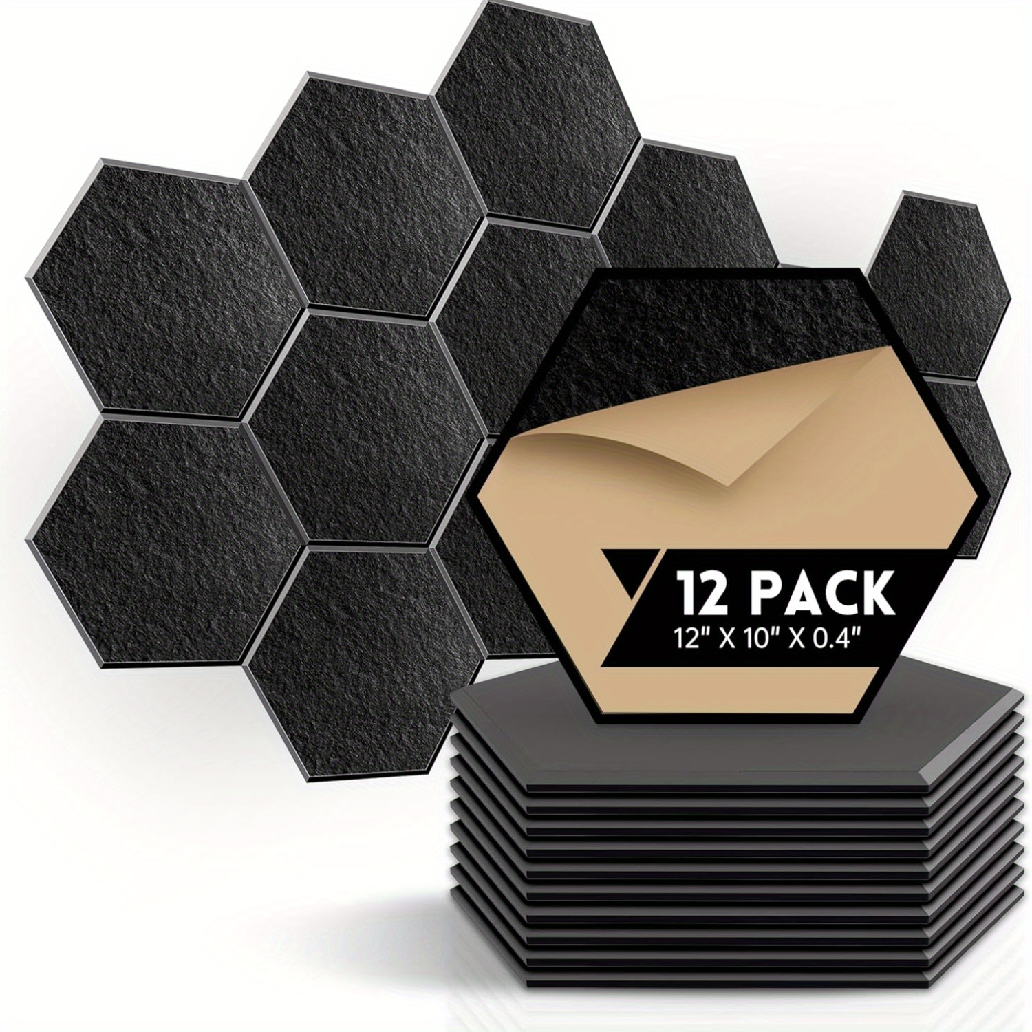 SHARKWOODS14 X12 X 0.4/12 X 10 X 0.4in 12pcs Panel de Absorción de Sonido Acústico Autoadhesivo, Panel de Espuma Acústica para Estudio de Piano y Sala de Música - Reducción de Ecos y Absorción de Sonido para KTV