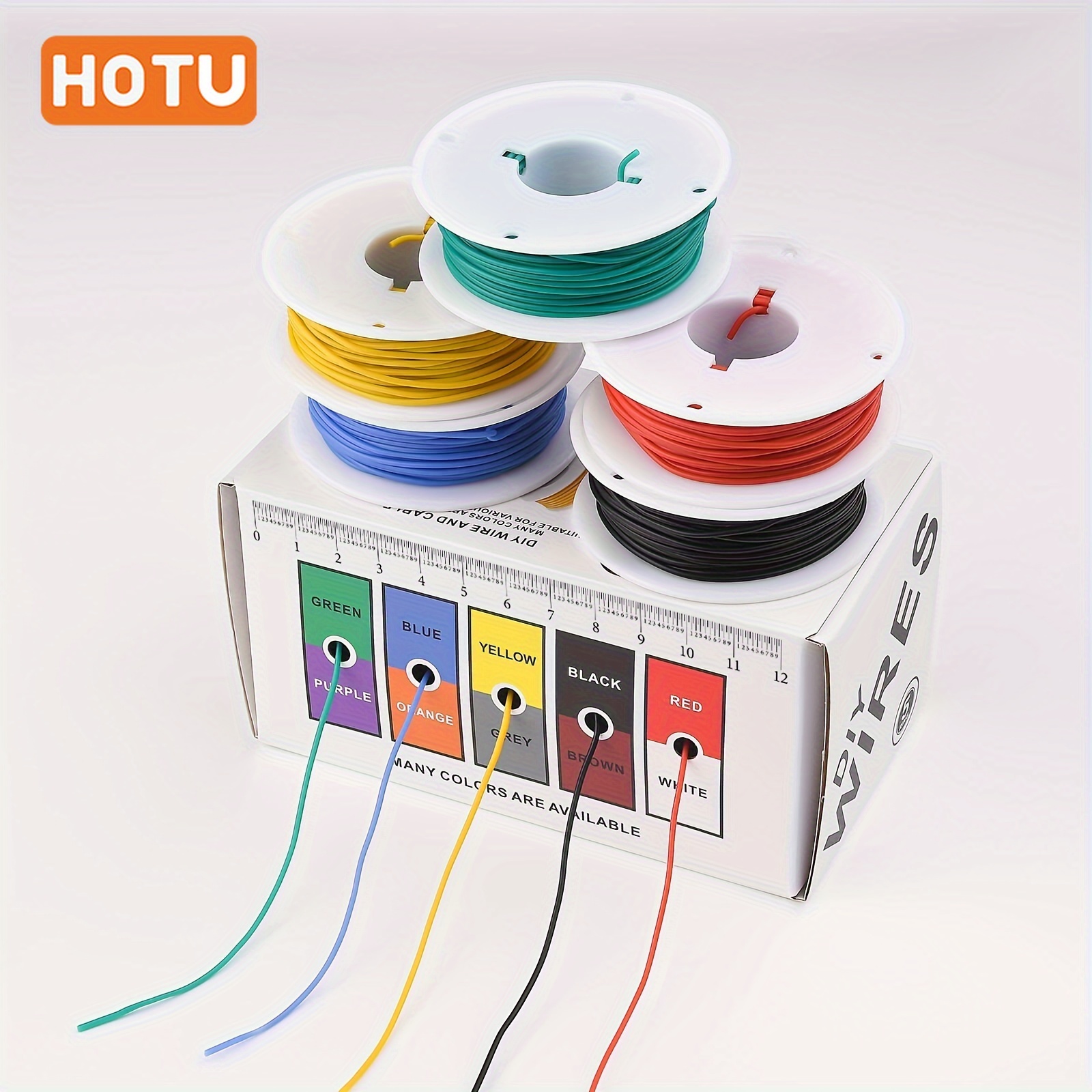 

Hotu 5-color Flexible Silicone Wire Kit - 30 Awg, Tinned Copper Stranded Wires In Red, Black, Yellow, Blue, Green - Extra Soft For Diy, Car & Home Projects, 164ft/328ft