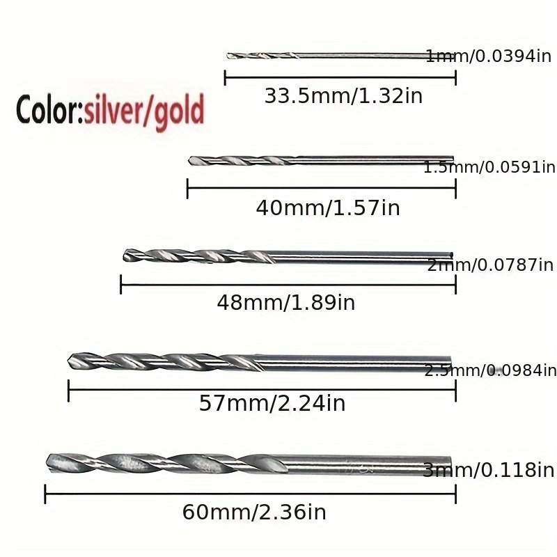 Juego de 100 Brocas Recubiertas de Titanio HSS | Diseño Duradero para Metal, Accesorios Esenciales de Herramienta Eléctrica para Madera, Plástico y Más, Sin Necesidad de Conexión Eléctrica, Herramienta de Carpintería