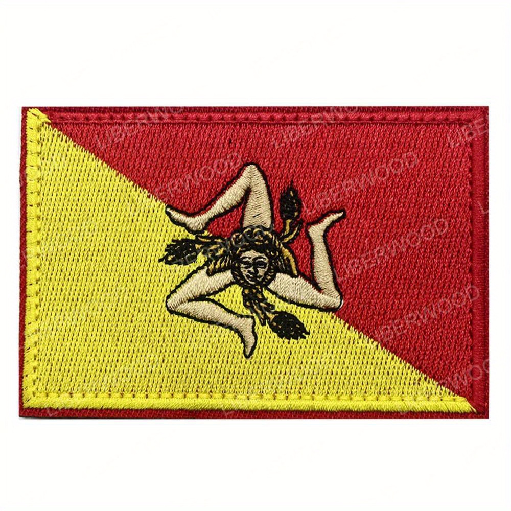 

Sicily Italian Flag Embroidered Patch With - Vibrant Travel Applique For Backpacks & Clothing