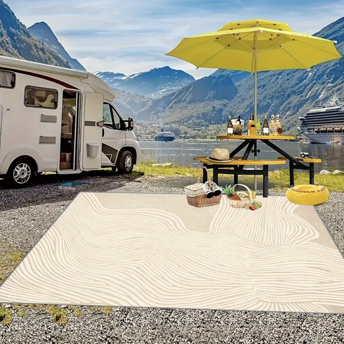 

Luxury Portable Outdoor Carpet For Rv Camping, Vintage Room Bedroom Bathroom Kitchen Rug, Non-slip Indoor/outdoor Mat For Picnic, Balcony, Beach, Grass, Rv Patio Pads - Polyester Fiber, Multiple Use