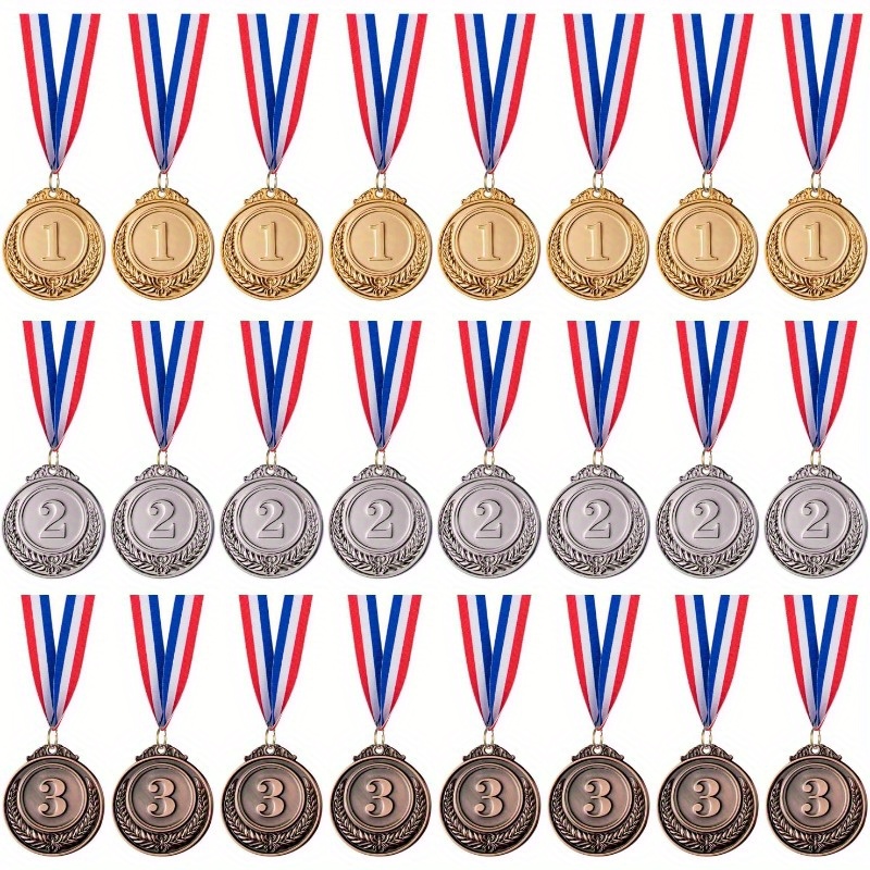 

24 Pieces Golden/silvery/bronze Award Medals, Winner Medals For Competitions, Party, 2 Inches