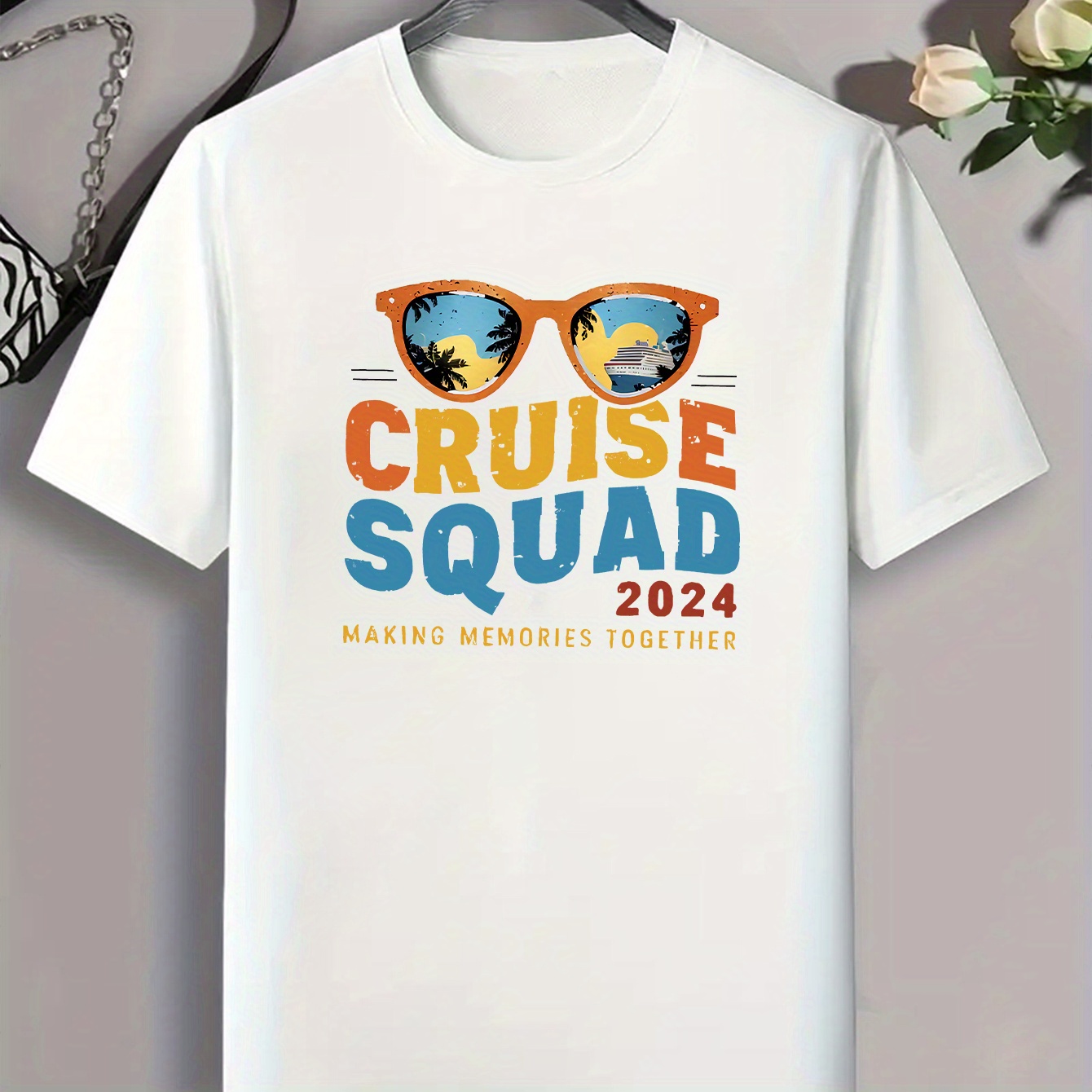 

Cruise Squad Print T-shirt, Versatile & Breathable Street , Simple Lightweight Comfy Top, Casual Crew Neck Short Sleeve T-shirt For Summer