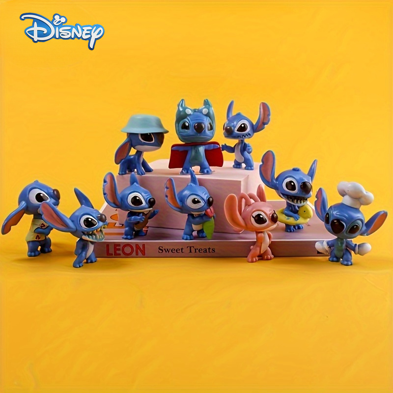 

adorable" Disney Stitch Collectible Figurines - 10pc Set, Handcrafted Pvc Dolls For Party Favors, Gifts & Car Decor