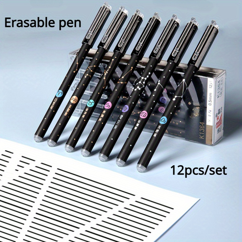 

12-piece Erasable Gel Pens | Quick-dry, Smooth Writing | 0.5mm Fine Point | Black & Blue Ink | Ideal For School & Office Supplies