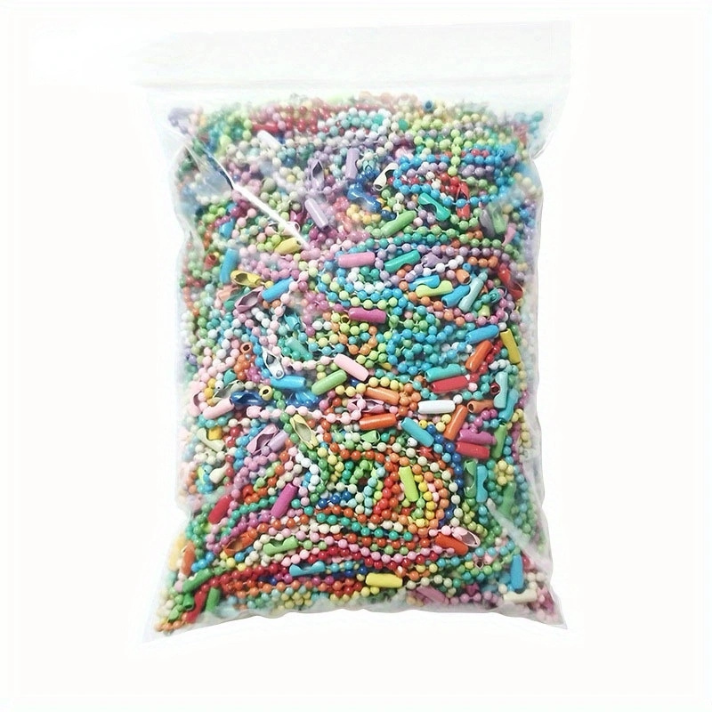 TEMU 100pcs Colored Ball Bead Keychain, Metal Hanging Chains, Chain With Connectors For Hanging Ornaments, Tags