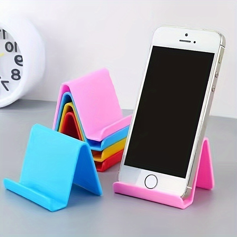 

5 Pcs Phone Stands: Sturdy Plastic, Solid Colors, Universal , Office, Home, And Use