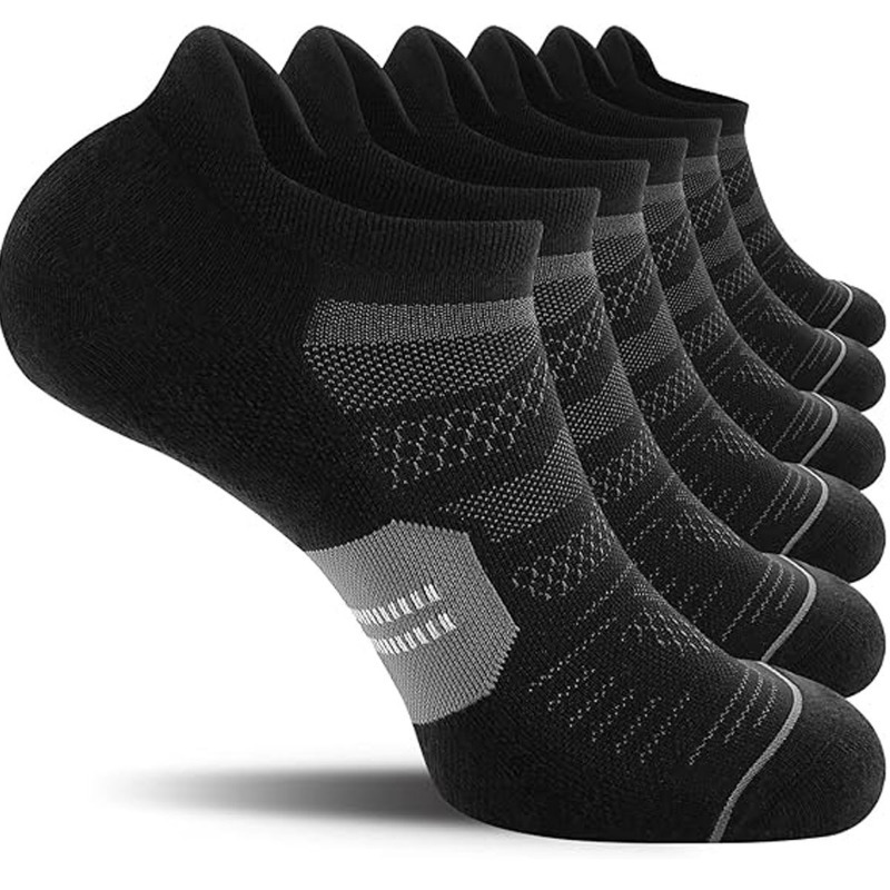 

6 Pack Men's Running Ankle Socks With Cushion, Low Cut Athletic Tab Socks