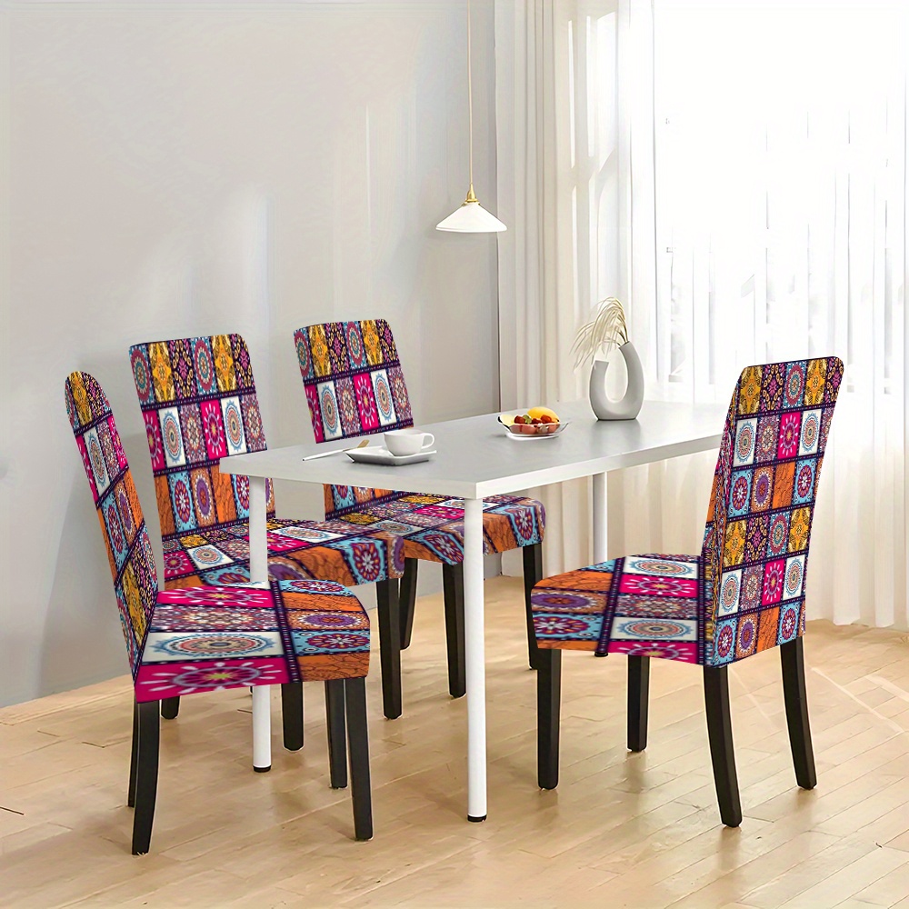 

Jit Modern Stretch Dining Chair Slipcovers - 2/4/6pcs Elastic Band Polyester Chair Cover Set, Machine Washable, Slipcover-grip, Vibrant Print Design For Home Decor