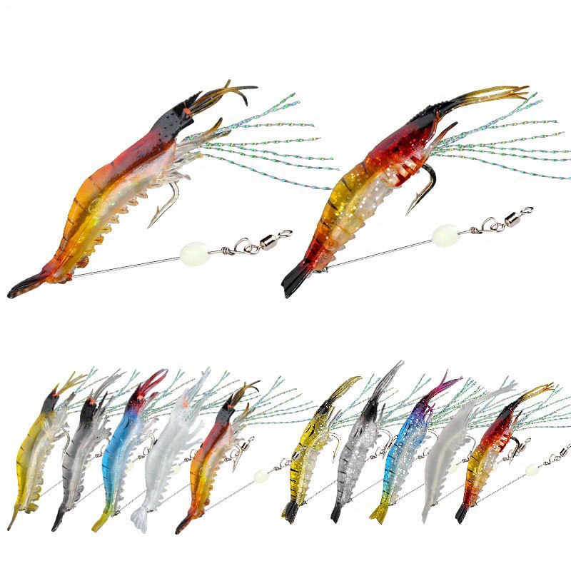 

10pcs Soft Shrimp Lures Fishing Saltwater Shrimp Set Fishing Lures With Sharp Hooks For Freshwater Saltwater Trout Bass