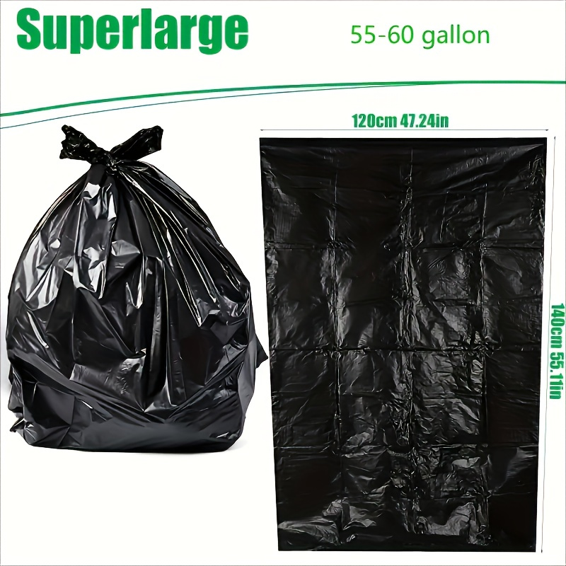 heavy duty multipurpose trash bags 50 pack 55 60 gallon capacity   plastic ideal for outdoor patio kitchen disposable puncture tear resistant   home garden commercial use details 2