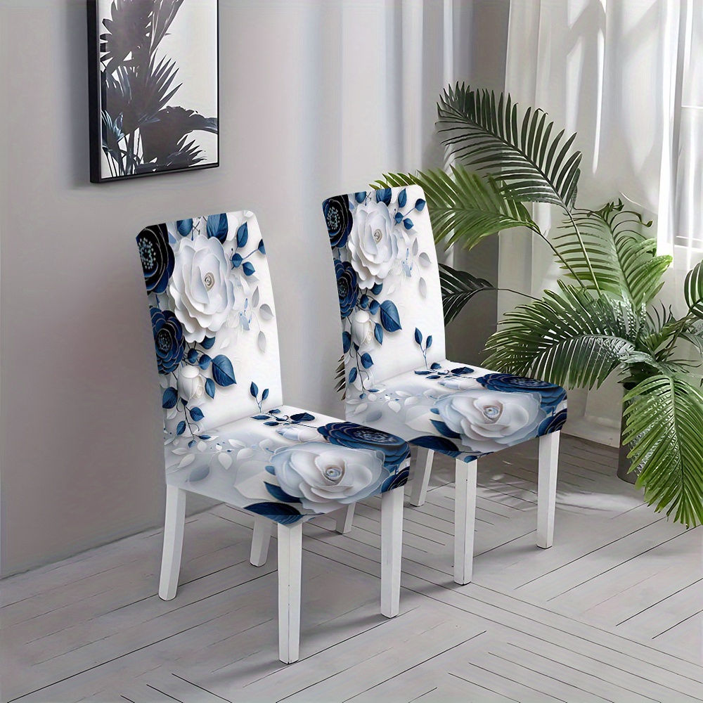

2/4/6-piece Stretchable Chair Covers With Modern Print Design - Elastic Dining & Sofa Slipcovers, Easy Care, All-season Comfort For Home Decor