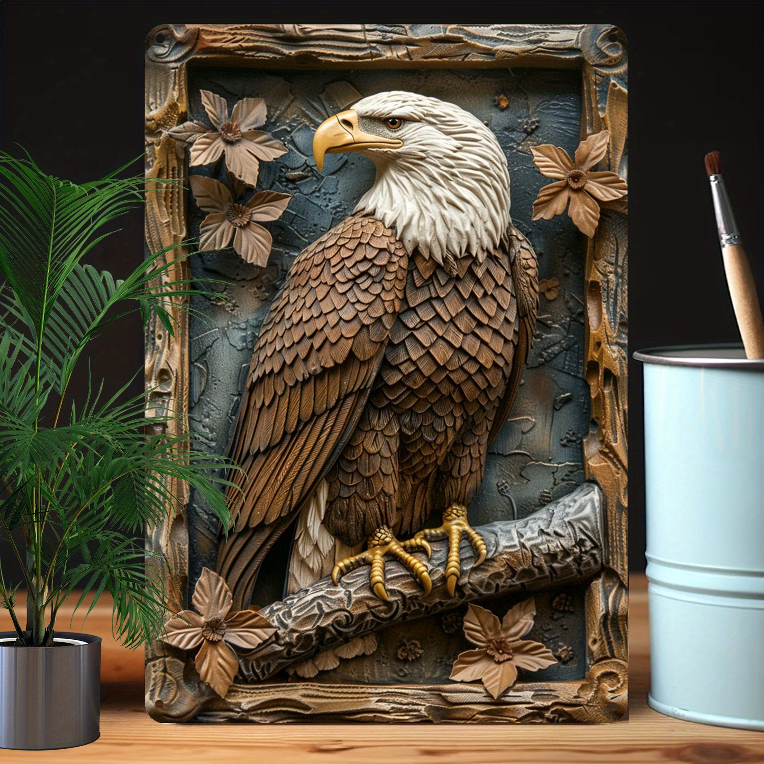 

Eagle 3d Metal Wall Art, 1pc 8x12 Inch Aluminum Eagle Sculpture With High-relief Design, Moisture-resistant Wall Decor For Home, Office, And Classroom, Durable Autumn Eagle Wall Art Gift A724
