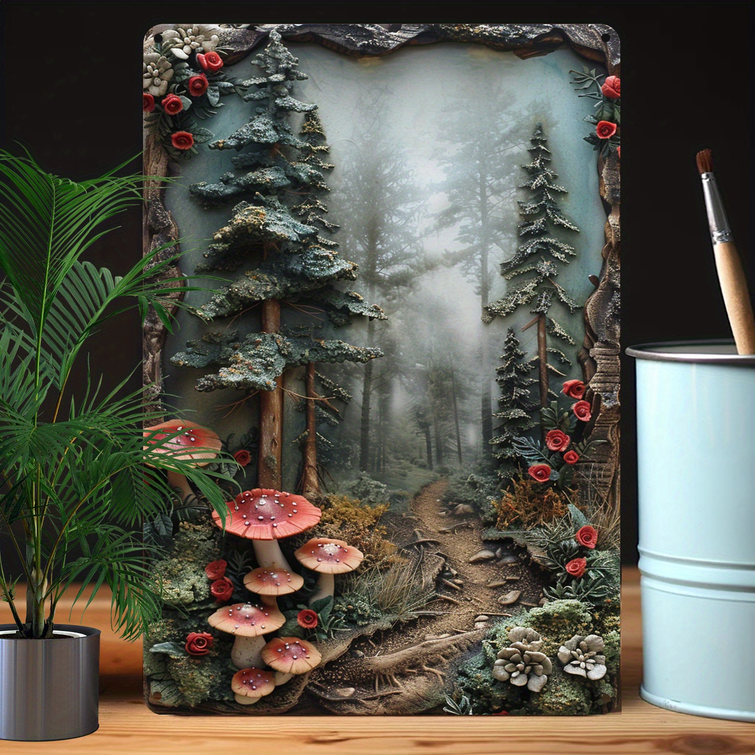 

Misty Forest Aluminum Art Piece, Durable Metal Wall Decor With 3d Effect, Moisture Resistant, High Bend Resistance, 8x12 Inch - Home & Office Decorative Tin Sign, Unique Gift For Nature Lovers A590