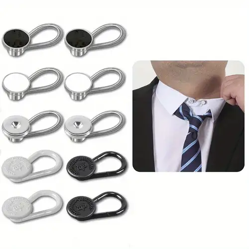 neck extension for dress shirts Keromtein 12PCS Collar Extenders Mens Button Extender for Mens Shirt Soft Elastic Neck Extender Relief Tight(3 Colors Grayishwhite, Black and Bright Silver) : Arts, Crafts & Sewing the button extenders are removable.They simply loop around your shirts existing button 18pcs Shirt Collar Button Extender:
