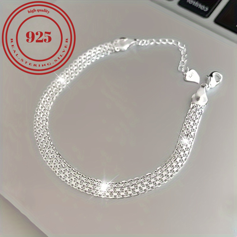 

Sparkling S925 Sterling Silver Hypoallergenic Bracelet, Elegant And Luxurious Men's And Women's Banquet Hand Jewelry. 3.65 G/0.13 Oz