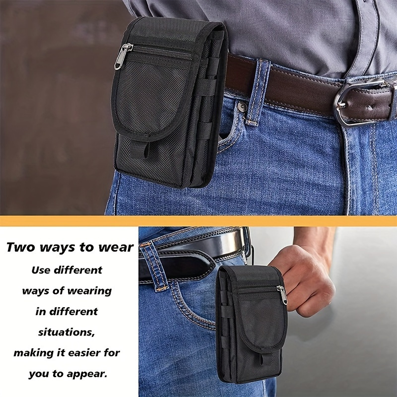 

Black Waist Bag With Convenient Buckle, Multiple Purpose Cell Phone Case, Outdoor Sports Fanny Bag For Work, Hiking, Camping And Barbecue