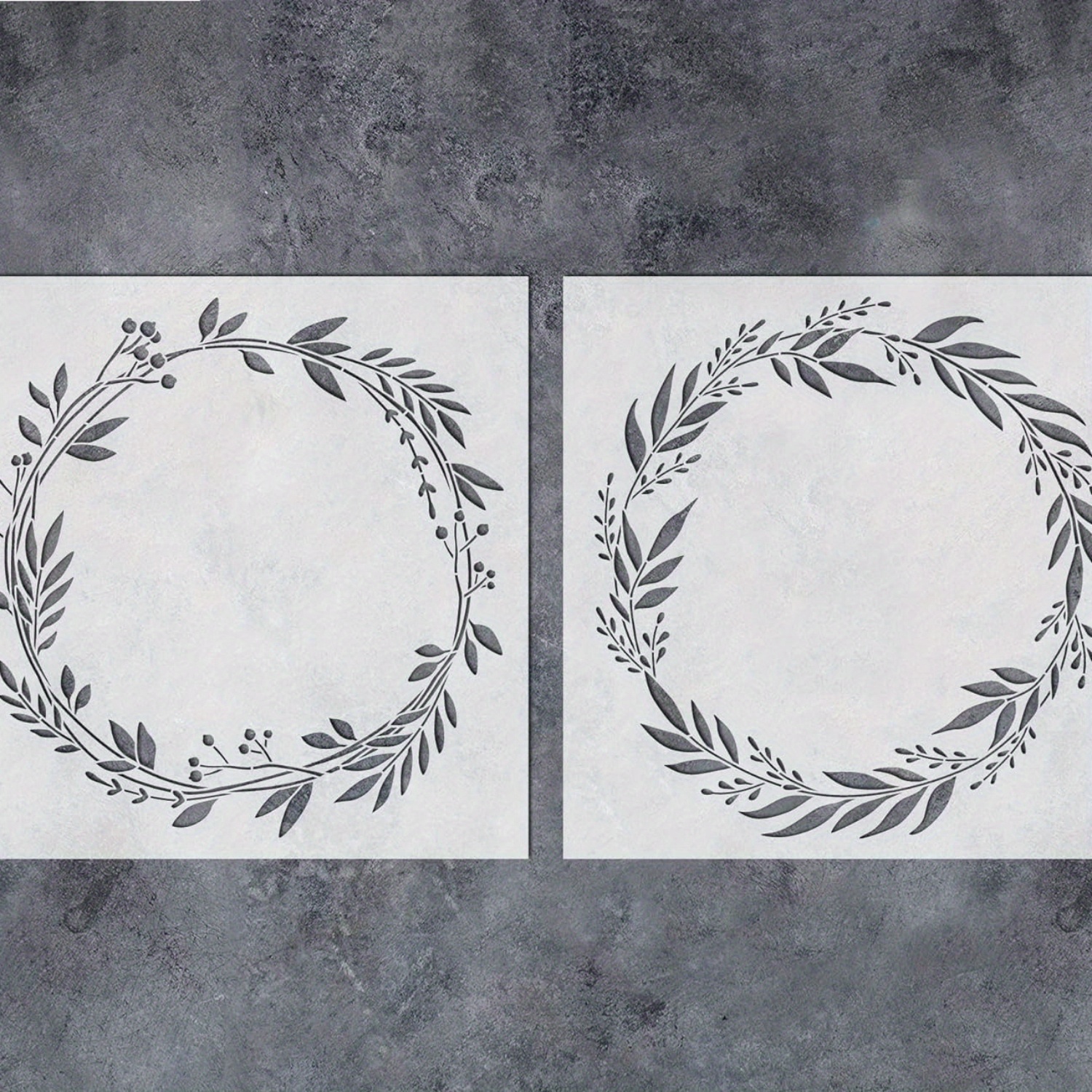 

Laurel Wreath Stencil Set - 2 Pack Reusable Leaf Branch Plastic Templates For Wood Signs, Wall Art & Diy Home Decor - 12x12 Inch Crafting Stencils For Painting & Projects