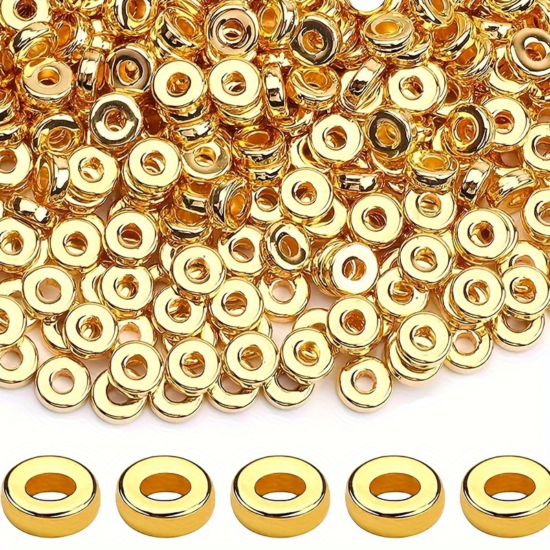 

500pcs Golden-tone Ccb Spacer Beads 6mm Flat Discs Jewelry Making Supplies For Diy Crafting, Bracelets