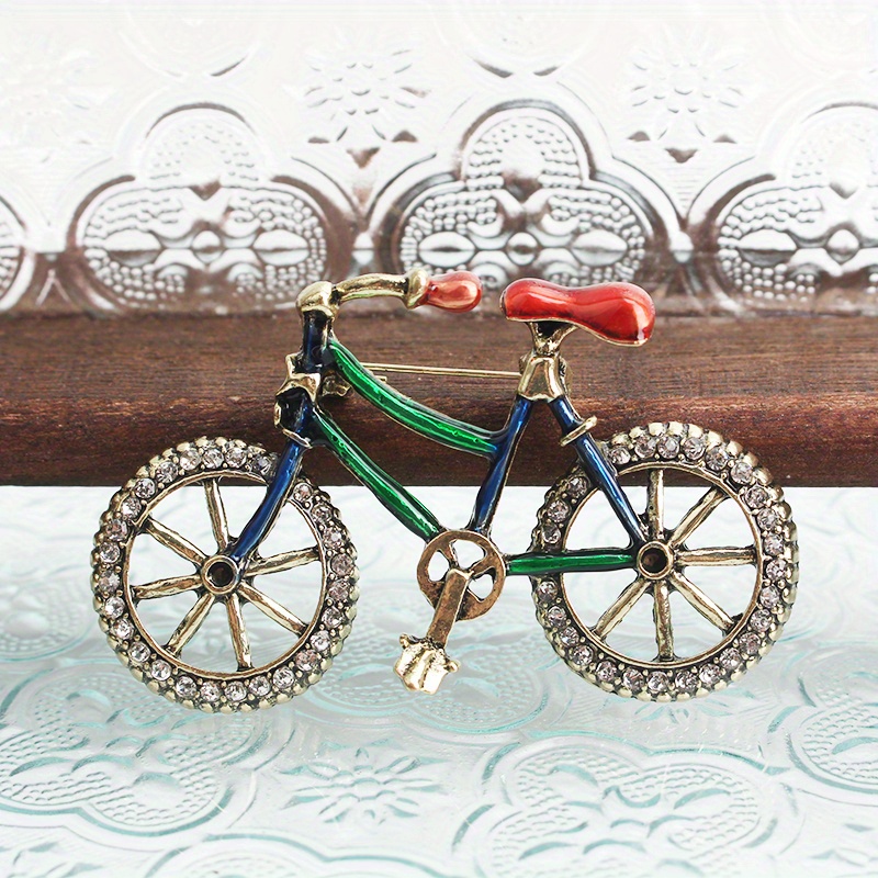 

Vintage-inspired Bicycle Brooch With Sparkling Rhinestones - Unique Glass Pin For Fashionable Accessorizing, Rhinestones, Bicycle Brooches, Fashionable, Drip Pins