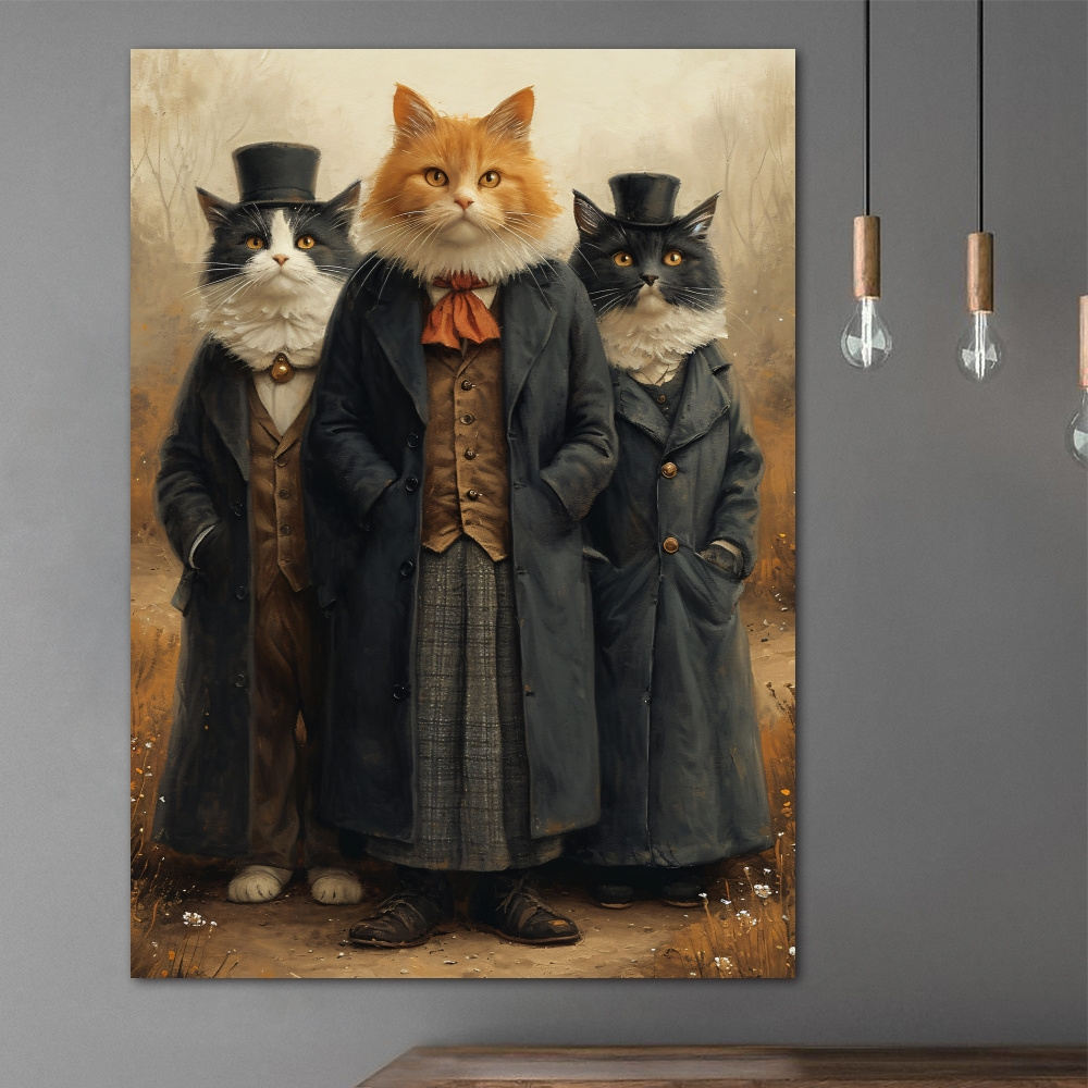 

1pc, 3 Cool Cats Poster Canvas Wall Art For Home Decor, Animal Lovers Poster Wall Decor High Quality Canvas Prints For Living Room Bedroom Kitchen Office Cafe Decor, Perfect Gift And Decoration