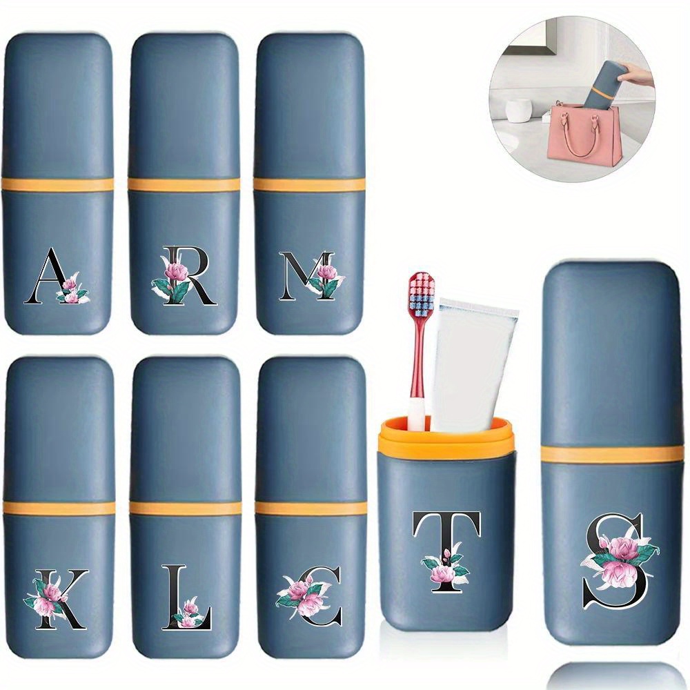 

Personalized Travel Toothbrush Case - Waterproof & Dustproof Organizer With Mouthwash Cup, Detachable Design, Fits All Toothpaste & Brushes, Ideal For Business Trips - Customizable With 26 Letters