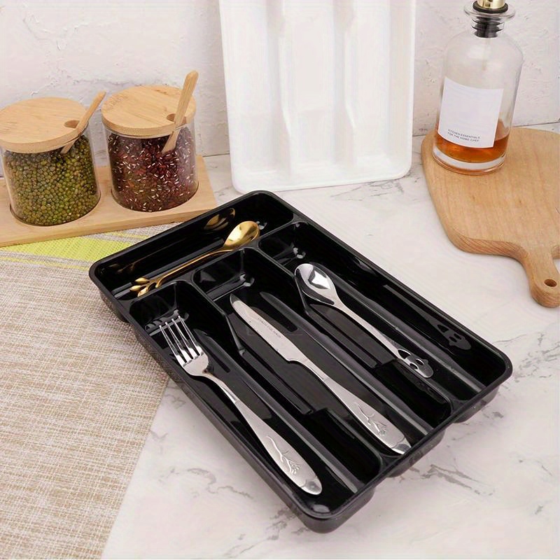 plastic flatware organizer tray insert mount cutlery storage box lightweight   pp material with compartments for kitchen drawer divider details 6