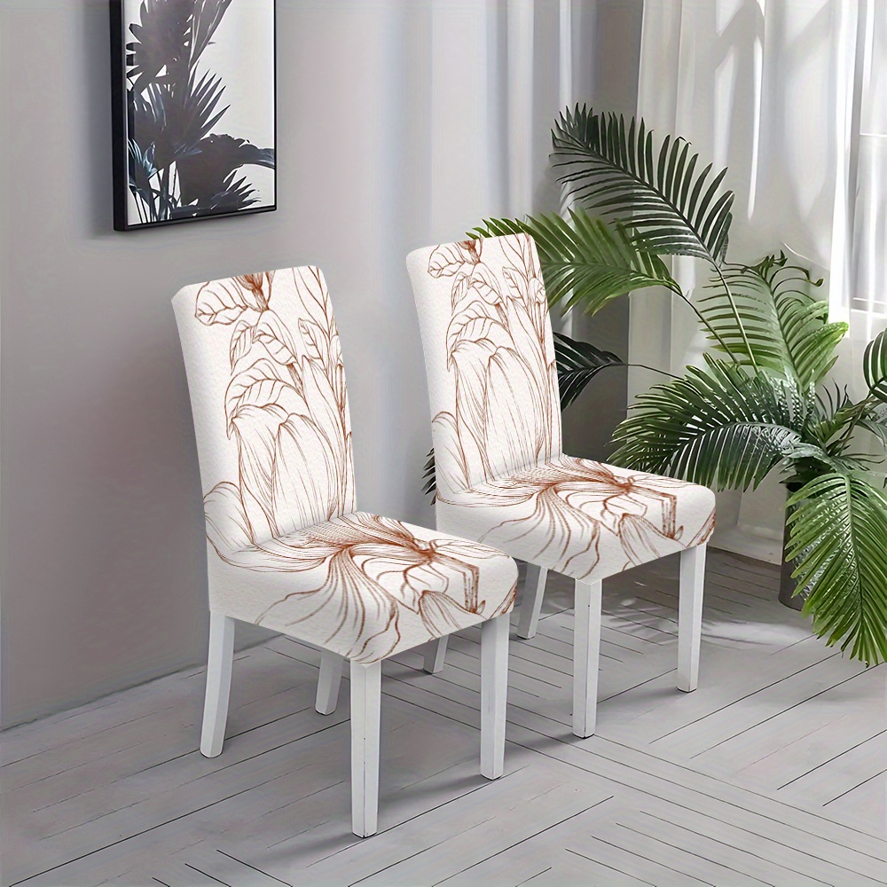 

Contemporary 2/4/6 Pcs Chair Slipcovers - Dining Room Decor - Machine Washable, Elastic Closure, Milk Silk Fabric, 120-140g, Digital Print