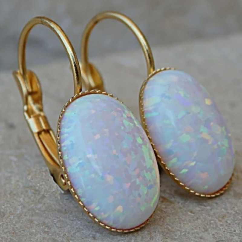

Bridal White Fire Opal Earrings For Bride Earrings, Oval Opal Earrings, October Birthstone Earrings, Opal Jewelry