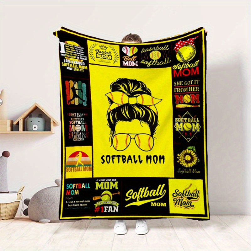 

Softball Mom Polyester Blanket - 100% Durable Polyester Throw Blanket, Perfect Gift For Mother's Day, Birthday, Christmas - Large Size With Vibrant Softball Design